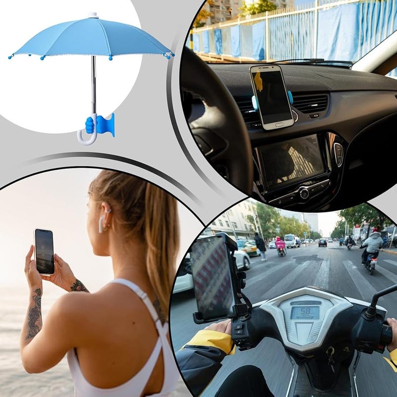 Blue Phone Umbrella UV Protection Portable Suction Cup Stand Tablet Clip Outdoor Use - Image 4